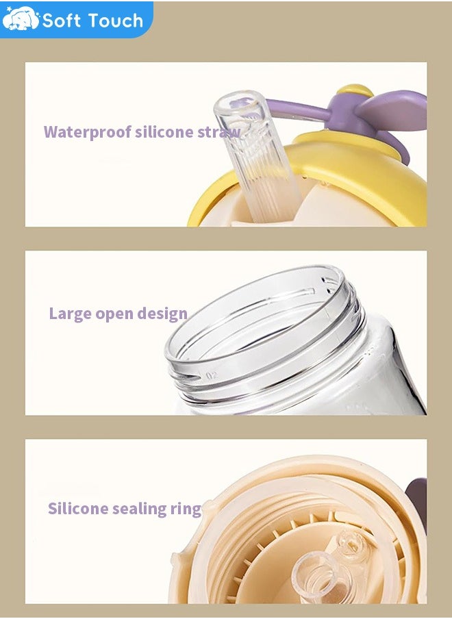 Soft Touch - Baby Straw Bottle Toddler Water Bottle Sippy Cup for Baby 6-12 Months Baby Straw Cup Sipper Bottle for Kids with Handles 300ml (Purple) - Image 1