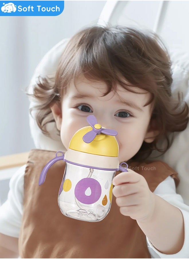 Soft Touch - Baby Straw Bottle Toddler Water Bottle Sippy Cup for Baby 6-12 Months Baby Straw Cup Sipper Bottle for Kids with Handles 300ml (Purple) - Image 1