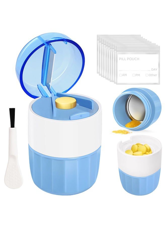 SUKKI 3-in-1 Pill Crusher Cutter with Storage Box, Pill Grinder with Brush Small Bags, PillCrusher Fine Powder with Stainless Steel Grinding Head for Elderly and Pets - Image 1