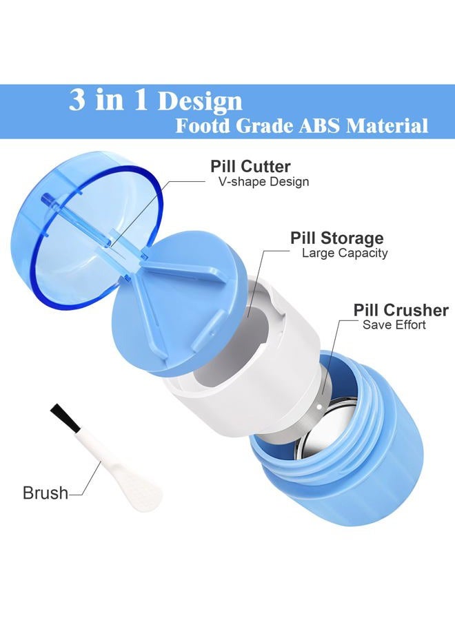 SUKKI 3-in-1 Pill Crusher Cutter with Storage Box, Pill Grinder with Brush Small Bags, PillCrusher Fine Powder with Stainless Steel Grinding Head for Elderly and Pets - Image 2