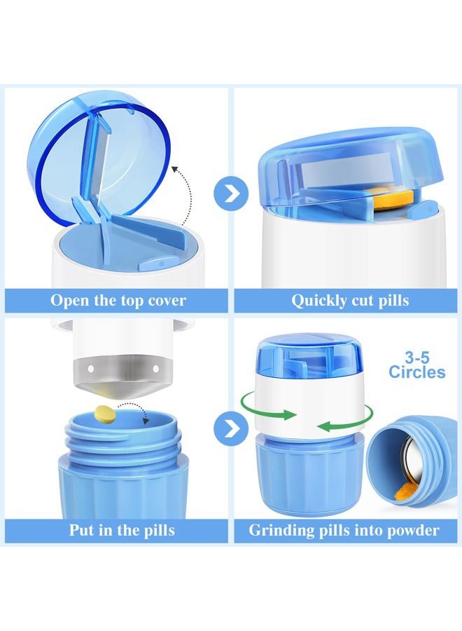 SUKKI 3-in-1 Pill Crusher Cutter with Storage Box, Pill Grinder with Brush Small Bags, PillCrusher Fine Powder with Stainless Steel Grinding Head for Elderly and Pets - Image 3