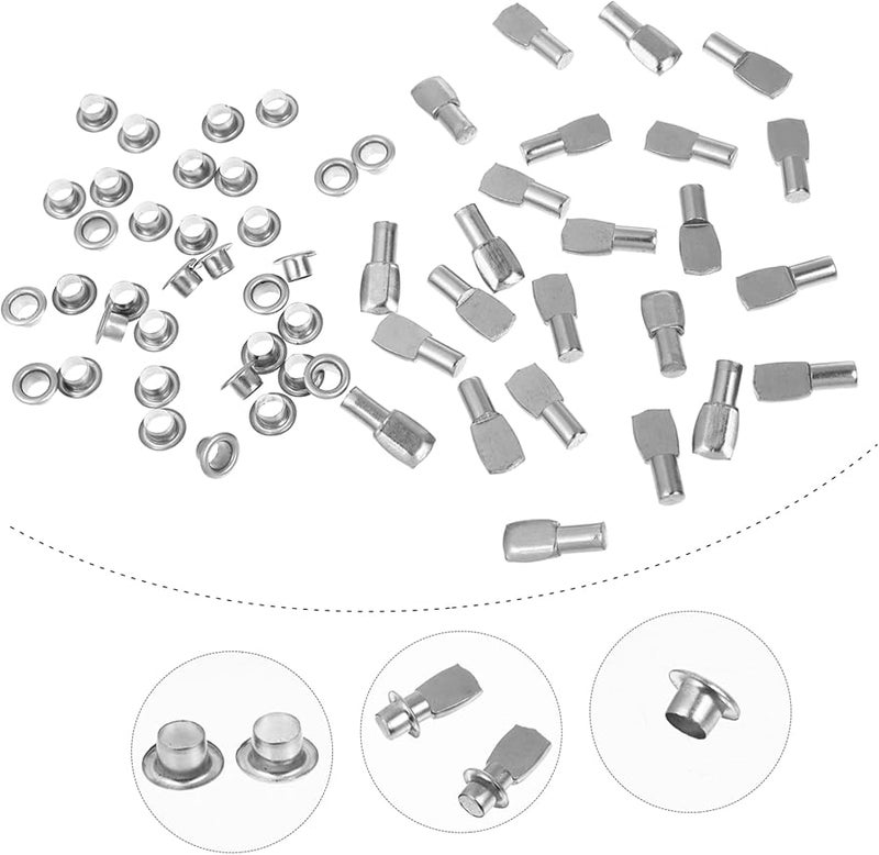 دعامات رفوف فضية 150 مجموعة دبابيس أثاث فولاذية على شكل ملعقة لا حاجة للأدوات - Image 3