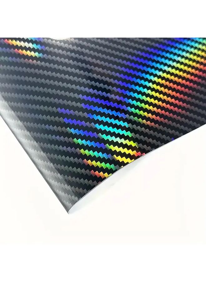Blue 11.81 By 19.69 Inch Car Carbon Fiber PET Laser Vinyl Decoration Film Sticker With Rainbow Texture Effect - Image 3