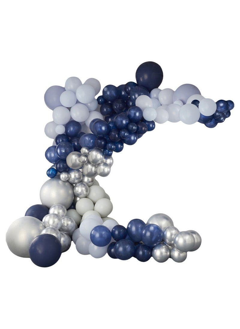 Ginger Ray Luxe Balloon Arch Blue Silver Chrome DIY 200-Pack - Image 1