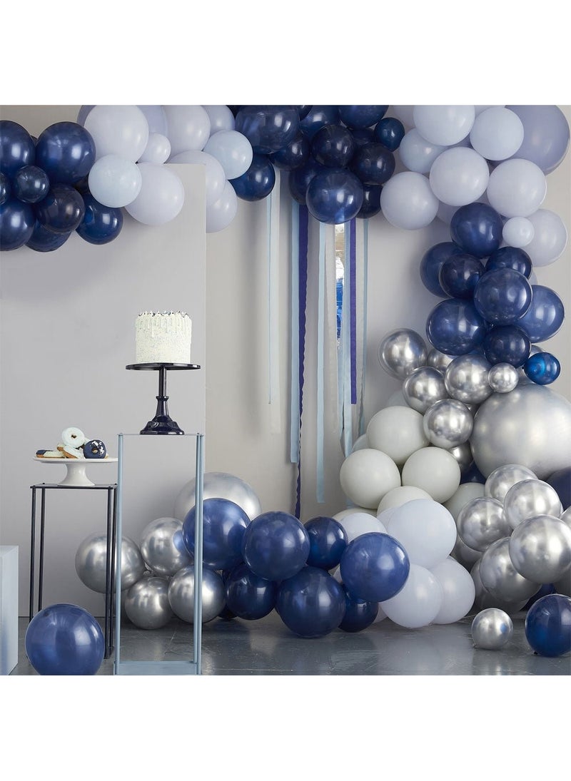 Ginger Ray Luxe Balloon Arch Blue Silver Chrome DIY 200-Pack - Image 2