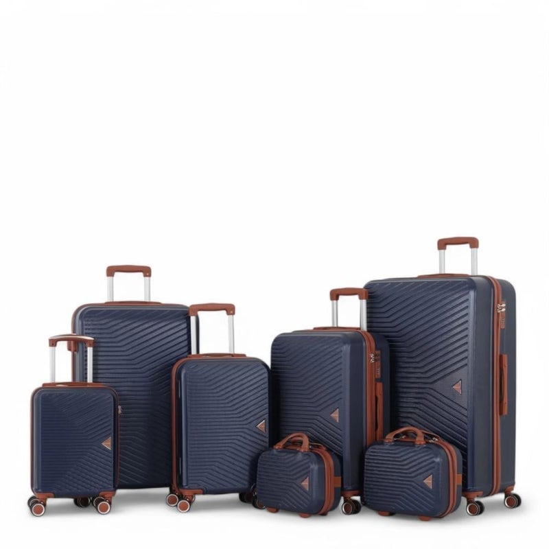 أفياتور طقم حقائب سفر دبش عروسة - مكون من 7 قطع يشمل 5 شنط تروللي وشنطتين للمكياج -بكفرات دبل صامتة - ماركة AVIATOR - Image 1