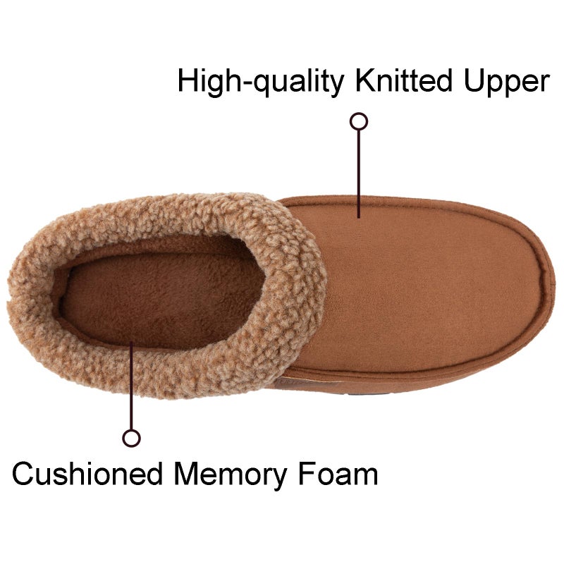 ULTRAIDEAS Men's Warm Fuzzy Moccasin Clog Slipper, Slip on Winter Comfy Indoor/Outdoor House Shoes(Chestnut, 11-12) - Image 4