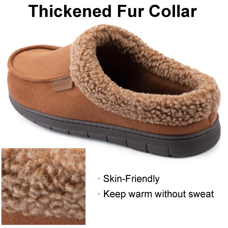 ULTRAIDEAS Men's Warm Fuzzy Moccasin Clog Slipper, Slip on Winter Comfy Indoor/Outdoor House Shoes(Chestnut, 11-12) - Image 5