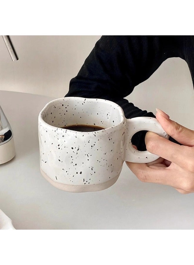ShebSheb Irregular Inkjet Tea Cup,Ceramic Coffee Mug,Creative Stoneware Coffee Cup with Handle  - Image 1
