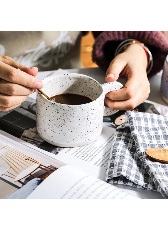 ShebSheb Irregular Inkjet Tea Cup,Ceramic Coffee Mug,Creative Stoneware Coffee Cup with Handle  - Image 2