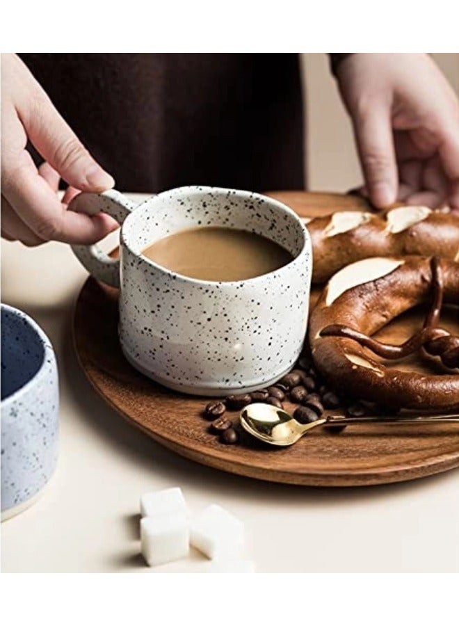 ShebSheb Irregular Inkjet Tea Cup,Ceramic Coffee Mug,Creative Stoneware Coffee Cup with Handle  - Image 3
