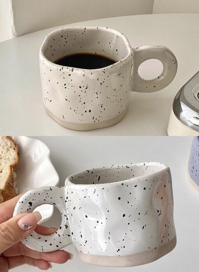ShebSheb Irregular Inkjet Tea Cup,Ceramic Coffee Mug,Creative Stoneware Coffee Cup with Handle  - Image 4