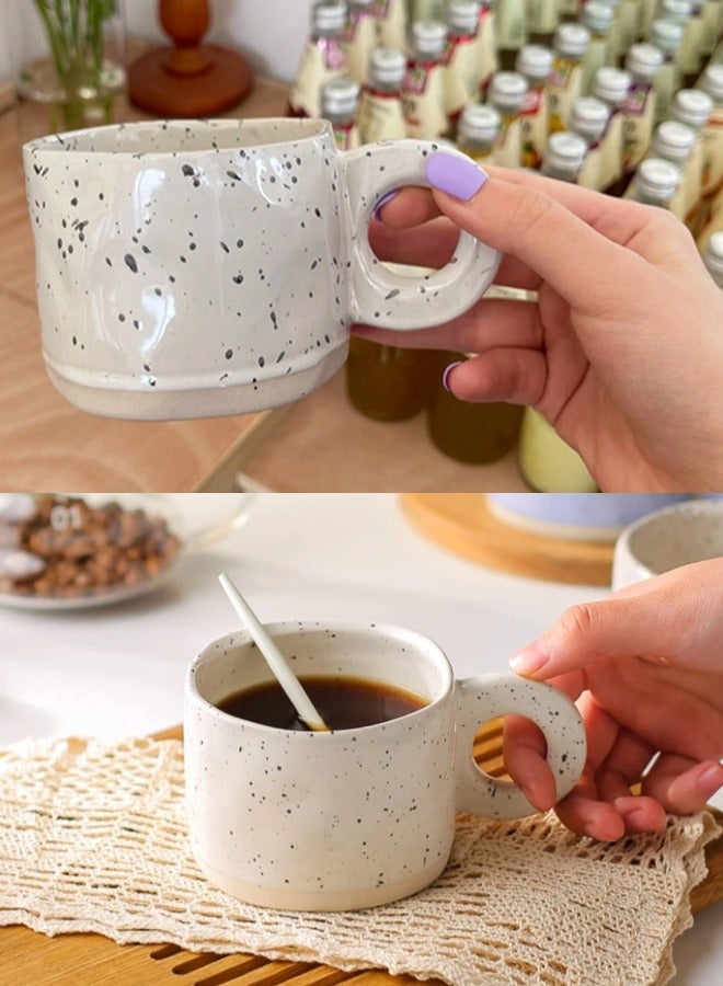 ShebSheb Irregular Inkjet Tea Cup,Ceramic Coffee Mug,Creative Stoneware Coffee Cup with Handle  - Image 5