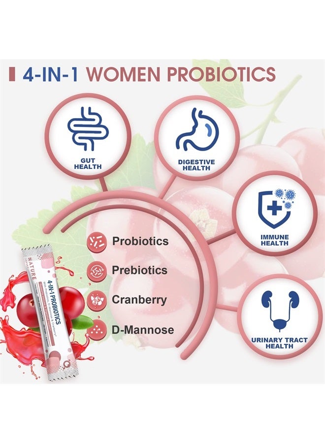 NATURE TARGET Probiotics-for-Women Prebiotics-and-Probiotics-Powder, 100-Billion-CFUs 45-Day-Supply, Women's-Probiotic with D-Mannose and Cranberry for Urinary Tract/Gut/ Digestive Health/Weight Management - Image 3