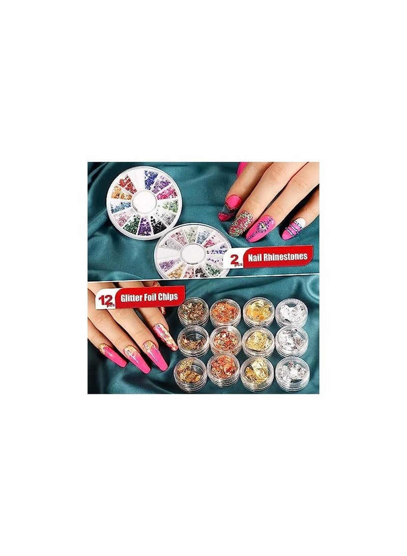 أوريتي أداة فن الأظافر ختم المراهقين مع 15 قطعة من فرش طلاء الأظافر، أداة نقطة الأظافر، رقائق الأظافر، شريط مانيكير، أحجار الراين الملونة للأظافر-أسود - Image 5