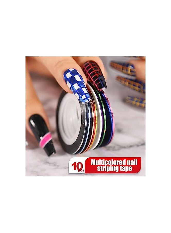 أوريتي أداة فن الأظافر ختم المراهقين مع 15 قطعة من فرش طلاء الأظافر، أداة نقطة الأظافر، رقائق الأظافر، شريط مانيكير، أحجار الراين الملونة للأظافر-أسود - Image 4