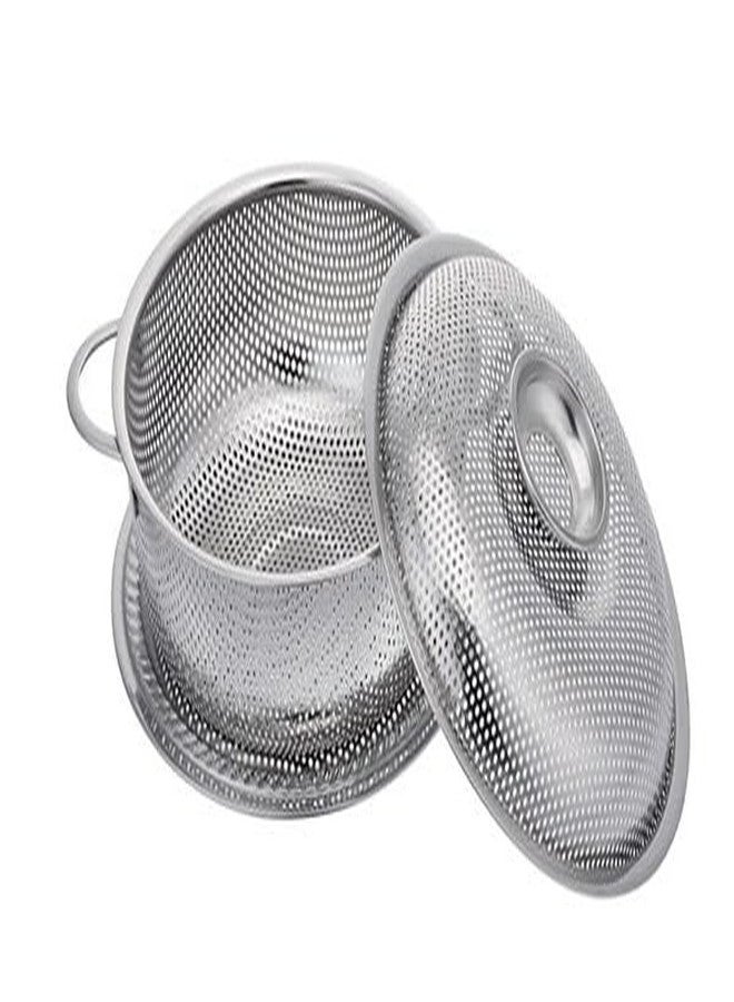 FYCAN Stainless Steel Drain Basket Colander Fruit Rice Vegetable Washing Basket Strainer Drainer with Handle, Tray & Lid Kitchen Storage Tools - Image 3