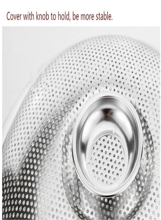 FYCAN Stainless Steel Drain Basket Colander Fruit Rice Vegetable Washing Basket Strainer Drainer with Handle, Tray & Lid Kitchen Storage Tools - Image 2