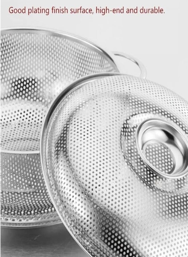 FYCAN Stainless Steel Drain Basket Colander Fruit Rice Vegetable Washing Basket Strainer Drainer with Handle, Tray & Lid Kitchen Storage Tools - Image 5