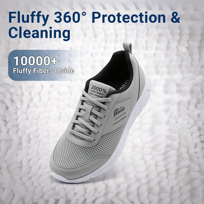 Yuoyar Shoe Washing Machine Bag - Fluffy Fibers Shoe Laundry Bag for Washer and Dryer - Adjustable Shoe Bag for Washing Machine (1, Grey and Blue) - Image 2