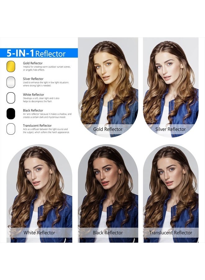 NEEWER 40"x60"/100x150cm Light Reflectors for Photography, Portable 5 in 1 Collapsible Multi Disc with Bag - Translucent, Silver, Gold, Black, White Diffuser for Studio and Outdoor Lighting - Image 2