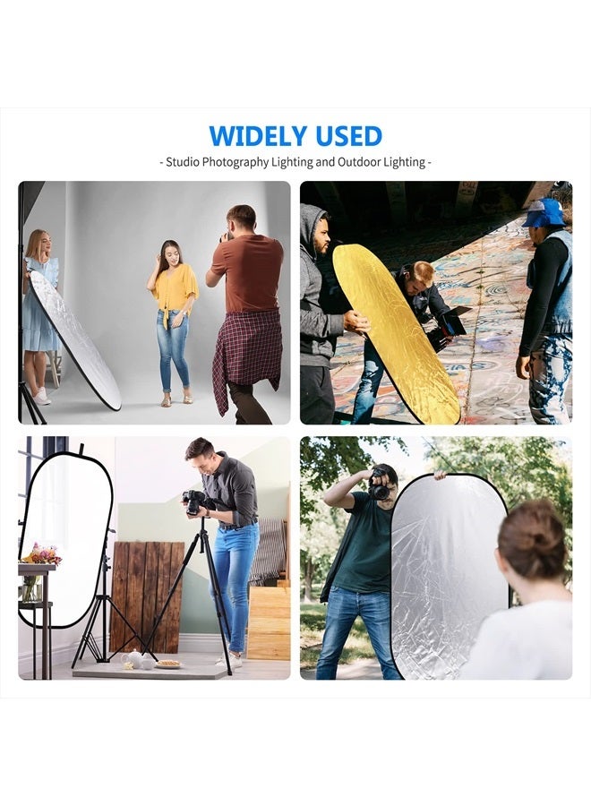 NEEWER 40"x60"/100x150cm Light Reflectors for Photography, Portable 5 in 1 Collapsible Multi Disc with Bag - Translucent, Silver, Gold, Black, White Diffuser for Studio and Outdoor Lighting - Image 4