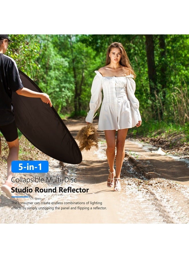 NEEWER 40"x60"/100x150cm Light Reflectors for Photography, Portable 5 in 1 Collapsible Multi Disc with Bag - Translucent, Silver, Gold, Black, White Diffuser for Studio and Outdoor Lighting - Image 5