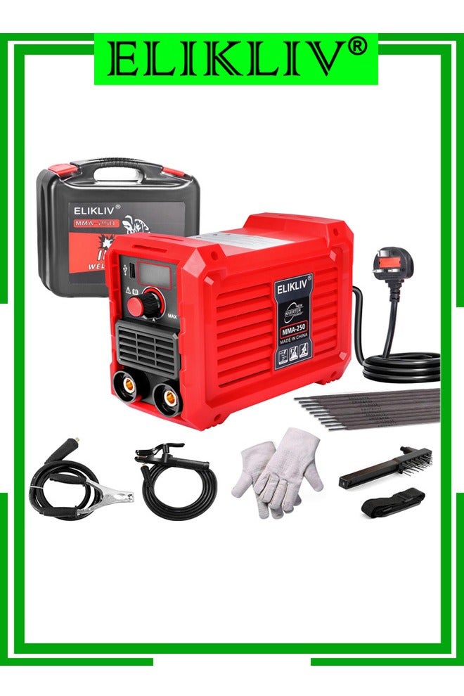 ELIKLIV 250Amp MMA Mini Stick Welder, Portable IGBT Hot Start Inverter Welder with 3.6lbs Ultra Light Weight with Electrode Holder,Earth Clamp,Mask,Brush,Welding Rods,Gloves  - Image 1