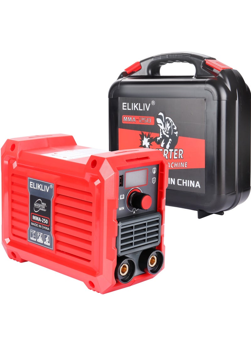ELIKLIV - 250Amp MMA Mini Stick Welder, Portable IGBT Hot Start Inverter Welder with 3.6lbs Ultra Light Weight with Electrode Holder,Earth Clamp,Mask,Brush,Welding Rods,Gloves - Image 1