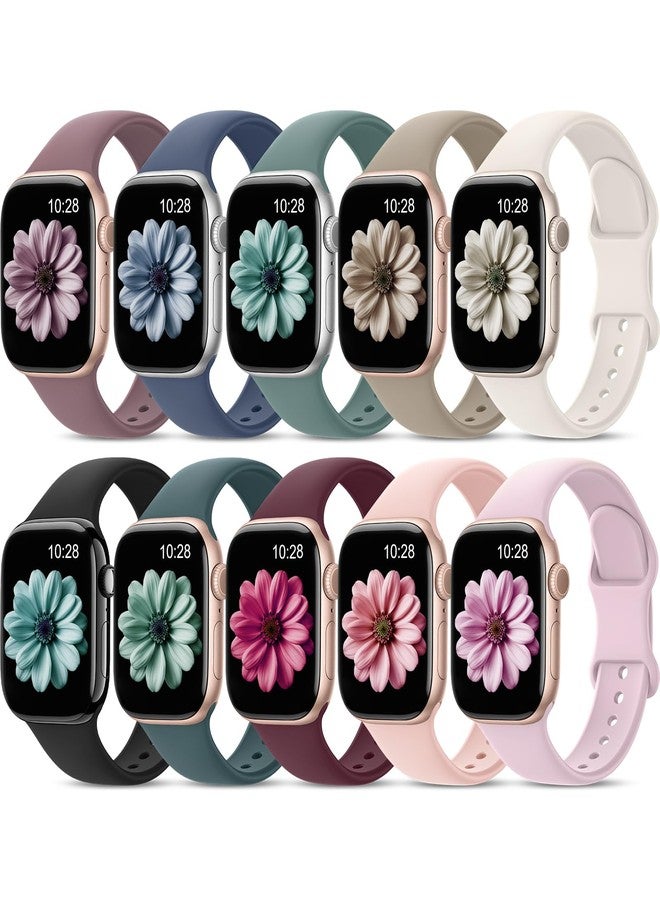 EOMTAM Patenting 10 Pack Sport Bands Compatible with Apple Watch Bands Women Men 40mm 41mm 38mm 45mm 44mm 42mm 46mm 49mm,Silicone iWatch Bands Waterproof Strap for iWatch Series 10 9 8 7 6 5 4 SE Ultra - Image 1