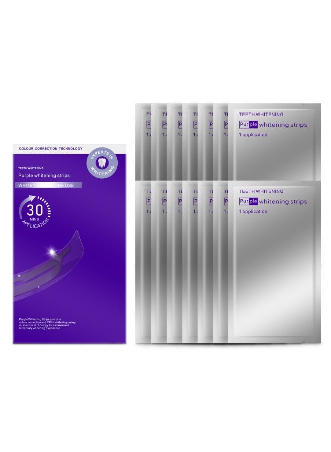 28 pcs V34 Purple Optical Teeth Whitening Strips Enamel Safe Daily Use Whitener for Sensitive Teeth Deep Stains Removal Tooth Whitening Brighten Smile Non-Slip Dry Strip Technology for Whiter Teeth - Image 1