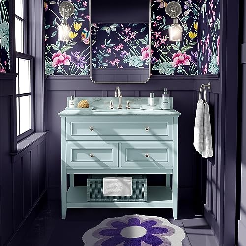 YRXRUS Flower Bath Mat, Purple Bathroom Rug, Beauty Bath Mats, Ultra Soft Microfiber Bath Rug, Machine Washable Flower Bathroom Mat, Shower Bathtub Mat Gift Cute Room Decor, 29.5x29.5 in - Image 4