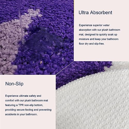 YRXRUS Flower Bath Mat, Purple Bathroom Rug, Beauty Bath Mats, Ultra Soft Microfiber Bath Rug, Machine Washable Flower Bathroom Mat, Shower Bathtub Mat Gift Cute Room Decor, 29.5x29.5 in - Image 3