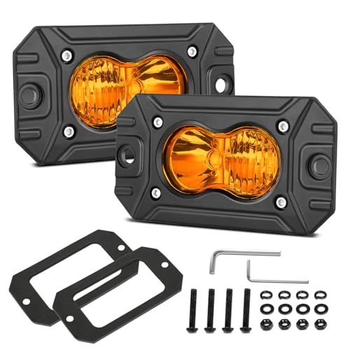 Auto Power Plus Flush Mount Pod Lights Amber Auto Power Plus 2PCS 40W LED Driving Lights Amber LED Pods Off Road Lights Bumper Fog Lights Flush LED Light Bar Backup Work Light Cube for Truck Pickup ATV UTV Boat 4x4 - Image 1