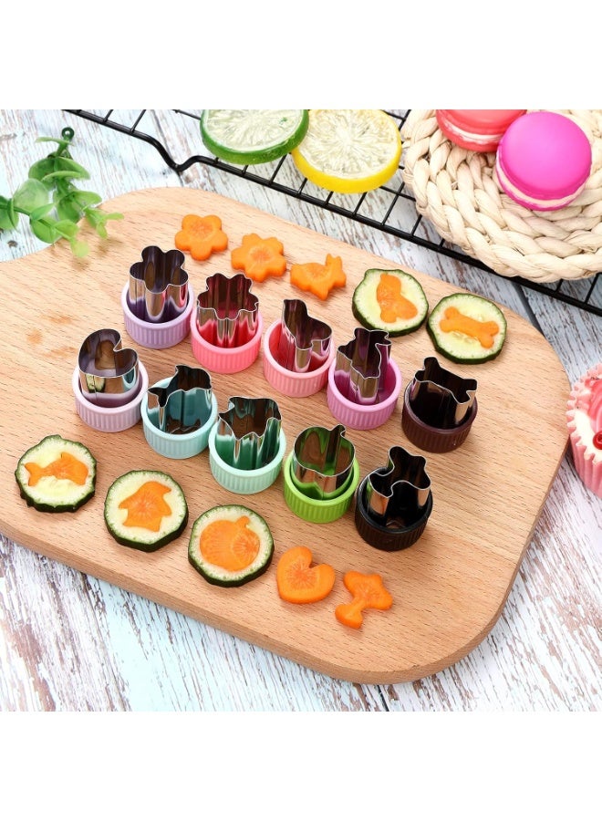 Vegetable Cutter Shape Set, Mini Cookie Cutters,Biscuit Cutter to Decorate Food, Children's Baking and Food Supplement tool Accessories Kitchen Crafts, (20PCS+20Fork) - Image 2