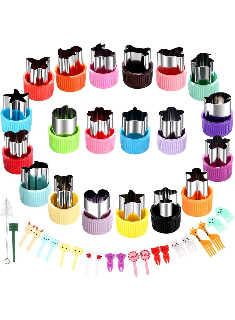 Vegetable Cutter Shape Set, Mini Cookie Cutters,Biscuit Cutter to Decorate Food, Children's Baking and Food Supplement tool Accessories Kitchen Crafts, (20PCS+20Fork) - Image 1