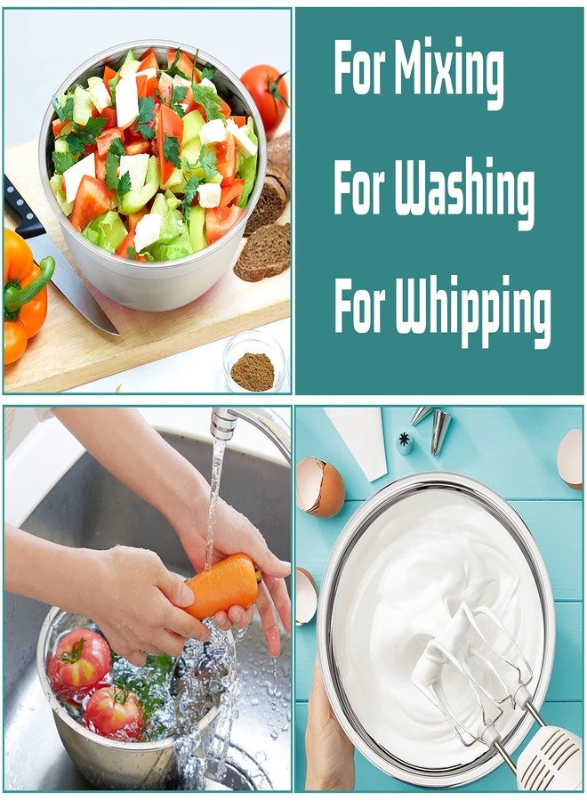 P&P CHEF Mixing Bowls With Lids, Set of 6, Stainless Steel Nesting Mixing Bowls & Fitting Lids & Non-Slip Silicone Bottom, Ideal for Mixing, Storing, Size 0.7/1/1.5/2.5/3/4.6 Qt, Multicolor - Image 5