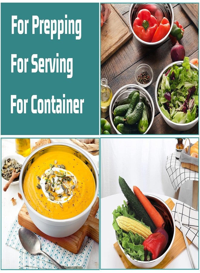 P&P CHEF Mixing Bowls With Lids, Set of 6, Stainless Steel Nesting Mixing Bowls & Fitting Lids & Non-Slip Silicone Bottom, Ideal for Mixing, Storing, Size 0.7/1/1.5/2.5/3/4.6 Qt, Multicolor - Image 4