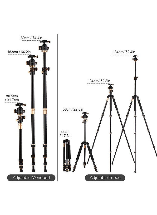 ANDOER - Andoer 184cm/72.4in Portable Photography Tripod Horizontal Camera Tripod Stand Monopod Aluminum Alloy 8kg/17.6lbs Load Capacity - Image 1