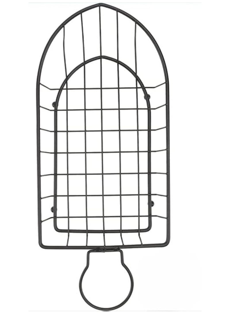 French Fries Mesh Stand Boat Shape Snack Holder Fried Food Serving Rack, Restaurant Basket, Black Iron Serving Baskets, For Chicken Tenders, Hot Dogs, Wings, Or Onion Rings.  - Image 1