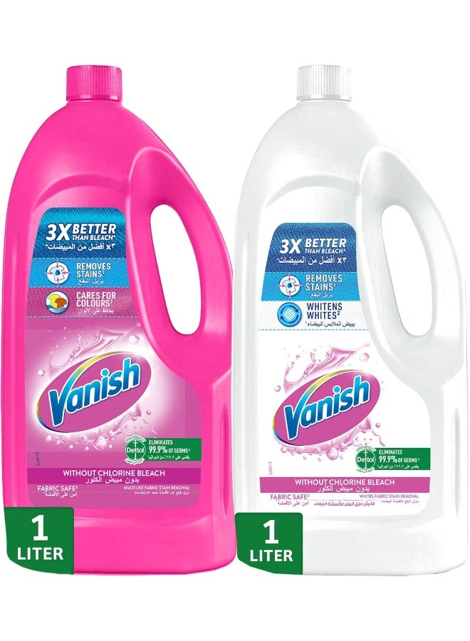 Vanish منظف بقع الأقمشة السائل فانيش 1 لتر للألوان والبيضاء + 1 لتر مجاني للملابس البيضاء - Image 1
