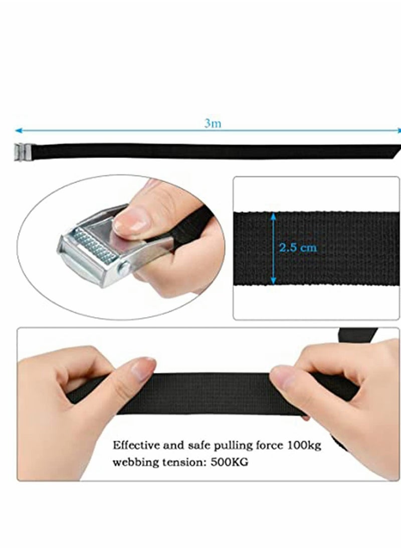 SYOSI - 4 Pcs Fastening Straps with Buckle, 2.5m x 2.5cm Heavy Duty Tie Down Adjustable Straps Tension Straps Polypropylene Webbing Lashing Straps for Bike, Motorcycle, Car, Auto - Image 1