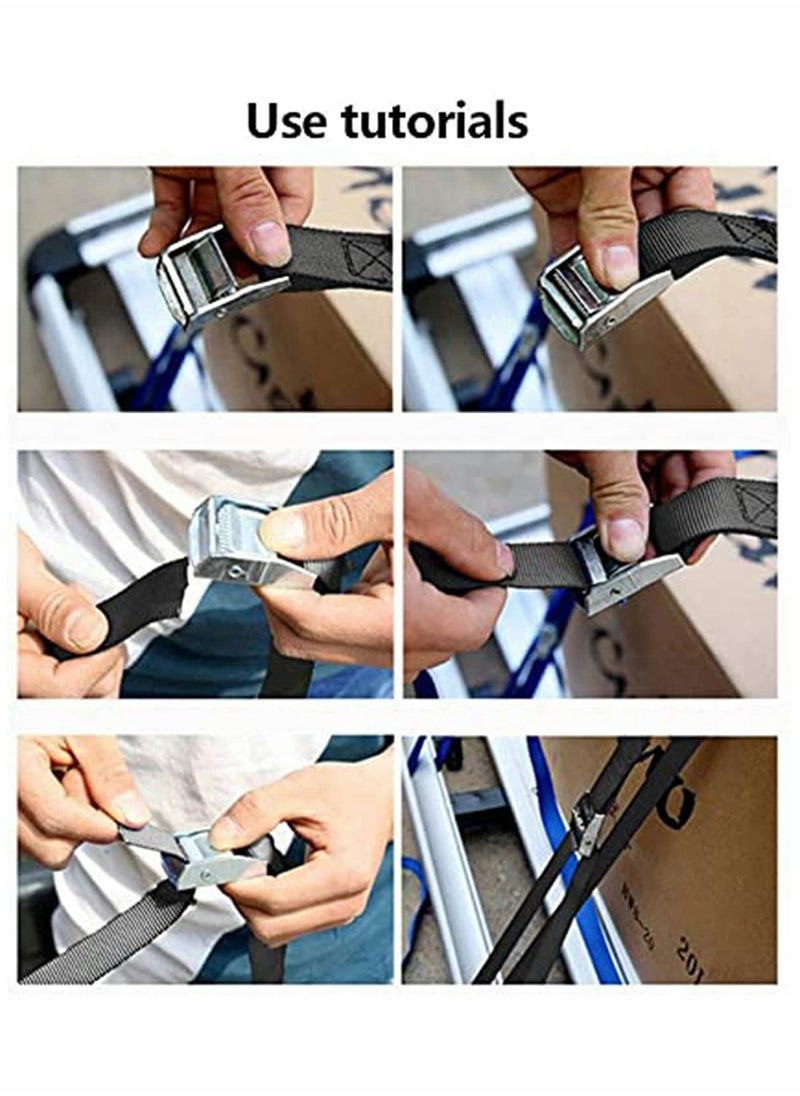 SYOSI - 4 Pcs Fastening Straps with Buckle, 2.5m x 2.5cm Heavy Duty Tie Down Adjustable Straps Tension Straps Polypropylene Webbing Lashing Straps for Bike, Motorcycle, Car, Auto - Image 1