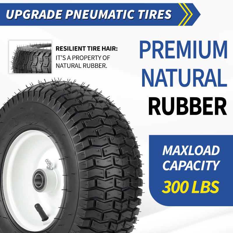 GICOOL 13x5.00-6 Rubber Lawn Mower Tire and Wheel, 2 Pcs Replacement 13x5-6nhs Riding Mowers Lawn Pneumatic Tire with Bearing Bore 3/4" & 5/8", 3" -4.5" Centered Hub - Image 3
