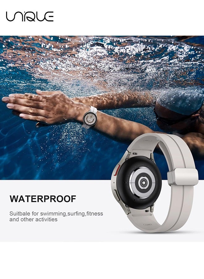 Unique 2 Pack Band Compatible with Samsung  Galaxy Watch 5 Pro 45mm/ Galaxy Watch 5 40mm 44mm/ Watch 4 40mm 44mm/ Watch 4 Classic 42mm 46mm, 20mm, No Gap Silicone Replacement Strap with Colorful Buckle - Image 5