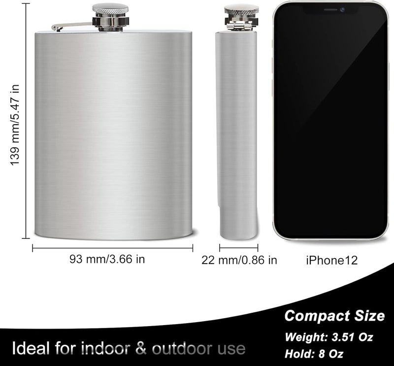 BEDEONE 8 Oz Flask for Men, Leakproof Stainless Steel Flask with Funnel, Ideal for Camping and Gifting - Image 3