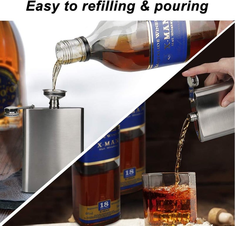 BEDEONE 8 Oz Flask for Men, Leakproof Stainless Steel Flask with Funnel, Ideal for Camping and Gifting - Image 5
