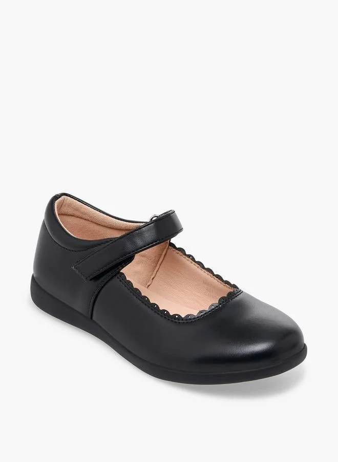 Flora Bella By Shoexpress Girls Scalloped Detail Hook & Loop School Shoes