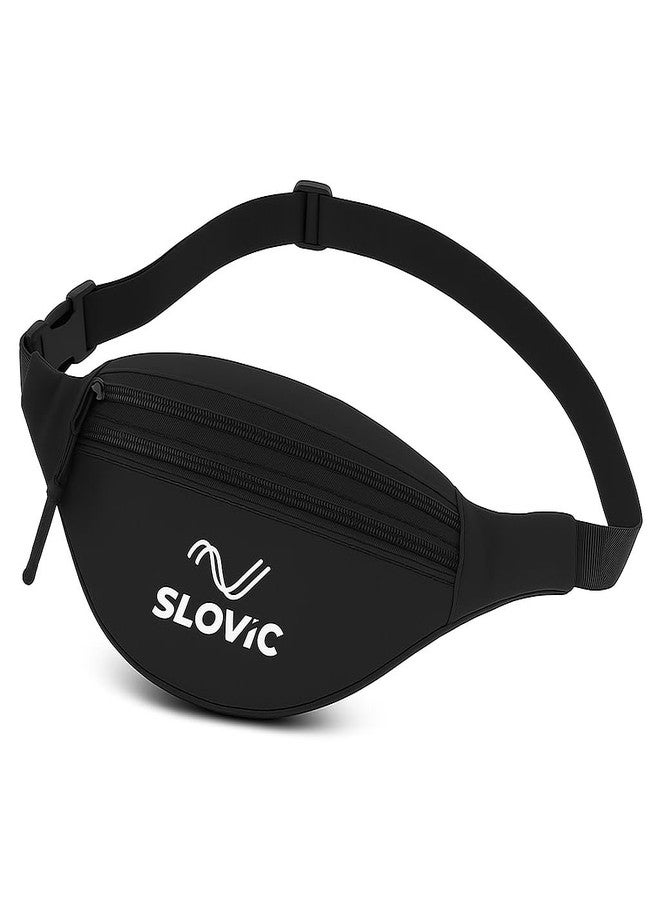 Slovic Waist Bag for Travelling for Man & Women [with 3 Pockets] | Traveling Bag for Boys & Girls | Premium Stictching Travel Bag for Man | Stylish Zip Pouch for Everyday use | Black - Image 1