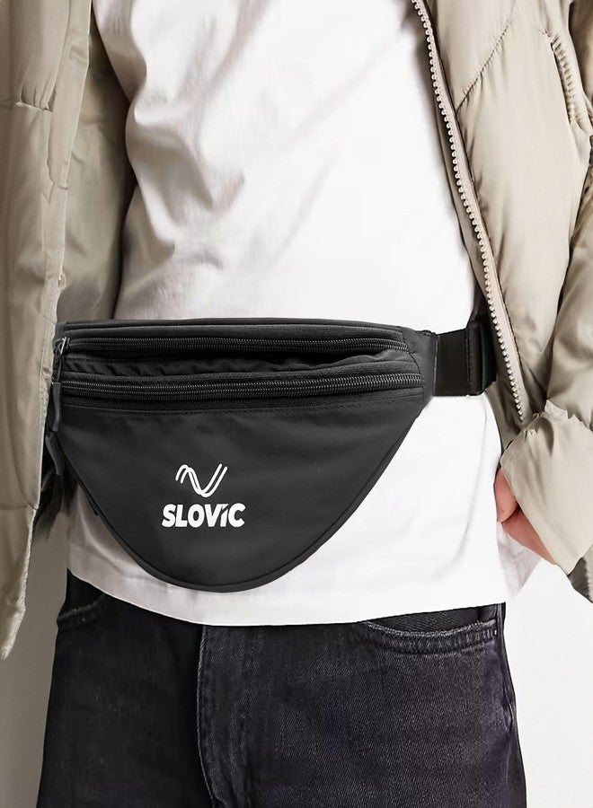 Slovic Waist Bag for Travelling for Man & Women [with 3 Pockets] | Traveling Bag for Boys & Girls | Premium Stictching Travel Bag for Man | Stylish Zip Pouch for Everyday use | Black - Image 5